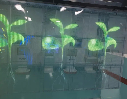 شاشة عرض LED داخلية منحنية ناعمة ومرنة ، شفافة مثبتة على الحائط